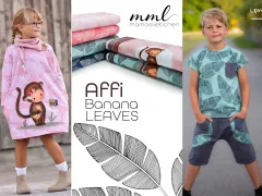 Jersey Stoff mit Affen #Affi und allover Kombi #Banana leaves mit tropischen Bananenbaumblättern