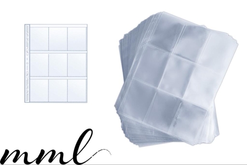 25 Kunststoffhüllen für die Label-Sortierung (9 Taschen pro Hülle)