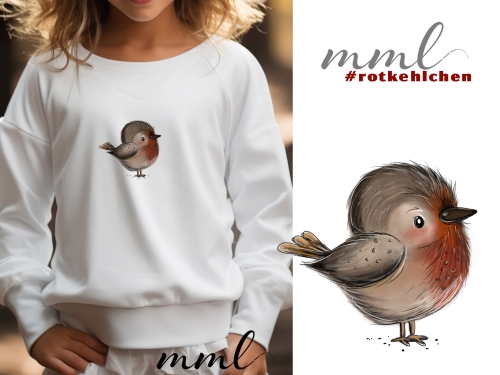 Bügelbild Rotkehlchen Vogel / kleiner Piepmatz