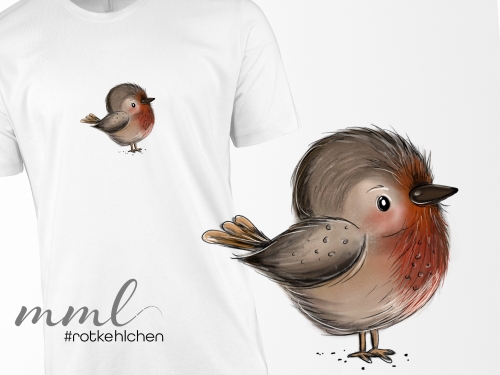 Bügelbild Rotkehlchen Vogel / kleiner Piepmatz