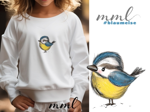 Bügelbild Blaumeise Vogel / kleiner Piepmatz