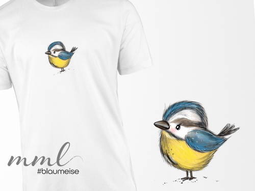 Bügelbild Blaumeise Vogel / kleiner Piepmatz