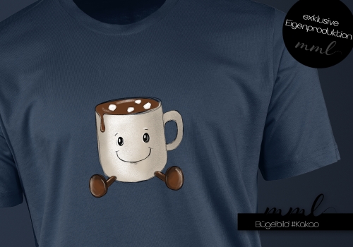Bügelbild Kakao Tasse mit Marshmallows groß