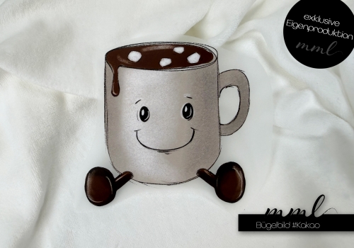 Bügelbild Kakao Tasse mit Marshmallows klein