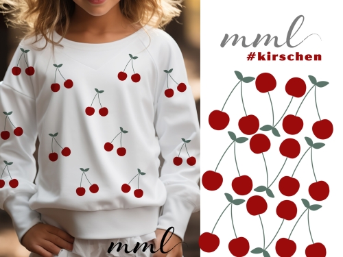 Bügelbild Kirschen rosa 9 Stück - Set