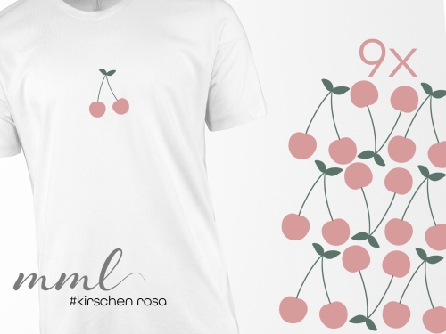 Bügelbild Kirschen rosa 9 Stück - Set
