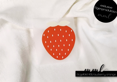 Bügelbild kleine Erdbeere / Strawberry - orange
