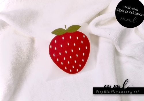 Bügelbild kleine Erdbeere / Strawberry - rot