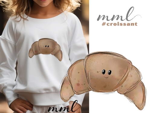 Bügelbild Croissant mit Gesicht / groß