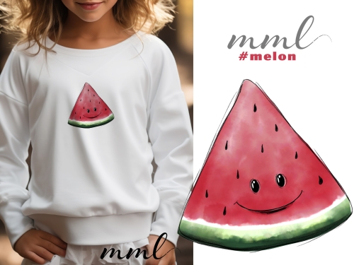 Bügelbild Melone mit Gesicht / Wassermelone Frucht Obst