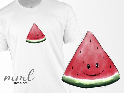 Bügelbild Melone mit Gesicht / Wassermelone Frucht Obst