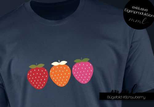 Bügelbild kleine Erdbeere / Strawberry - orange