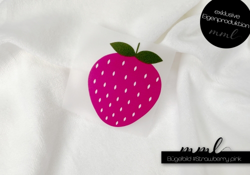 Bügelbild kleine Erdbeere / Strawberry - pink