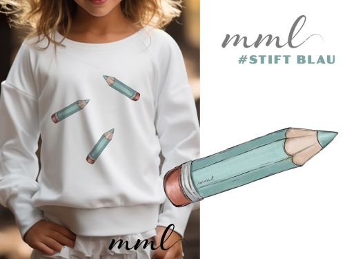 Bügelbilder Stift Einschulung schreiben lernen, malen - Schulstart / Schultüte - mint