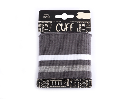 Cuff- Bündchen 70mm Glitter #grau-weiß (1,1m)