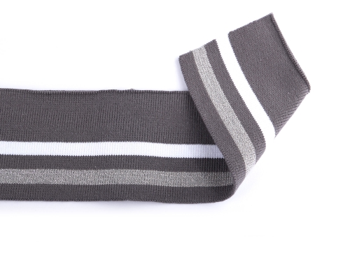 Cuff- Bündchen 70mm Glitter #grau-weiß (1,1m)