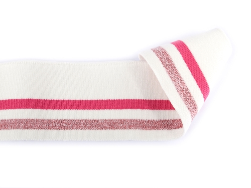 Cuff- Bündchen 70mm Glitter #weiß-pink (1,1m)