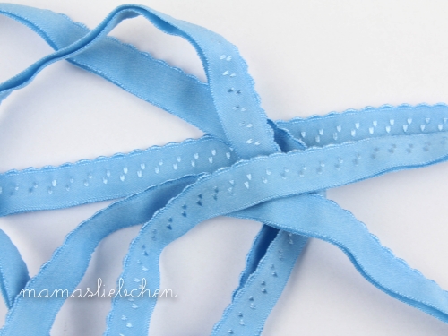 elastisches Schrägband mit Borte #altblau (1,0m)