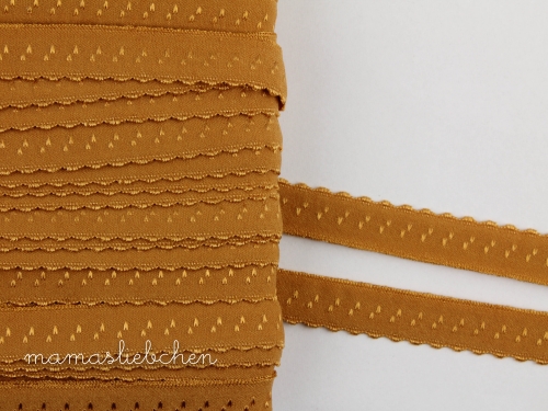 elastisches Schrägband mit Borte #cognac (1,0m)