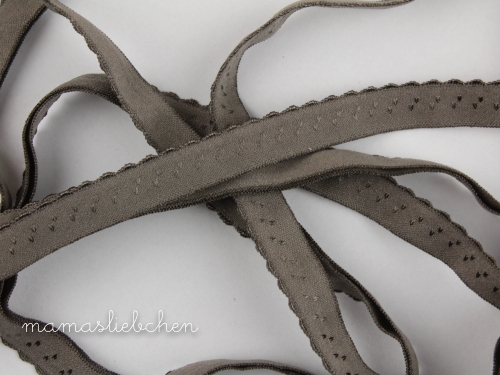 elastisches Schrägband mit Borte #dunkeltaupe (1,0m)