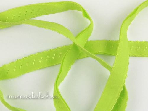 elastisches Schrägband mit Borte #limette (1,0m)