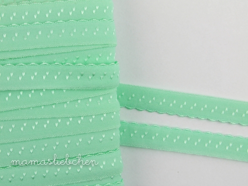 elastisches Schrägband mit Borte #mint (1,0m)
