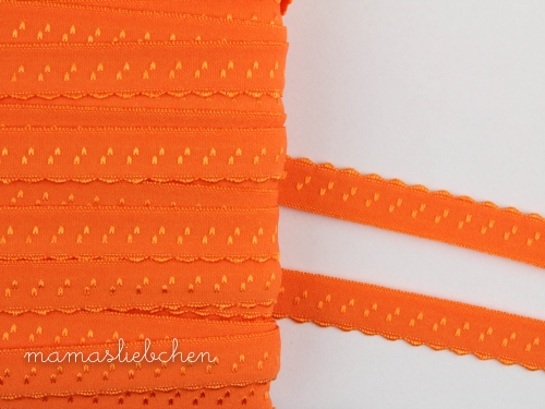 elastisches Schrägband mit Borte #orange (1,0m)