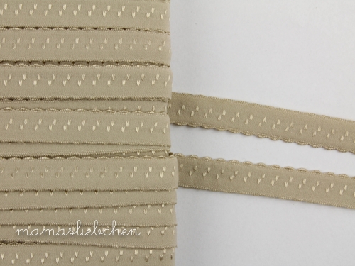 elastisches Schrägband mit Borte #sand (1,0m)