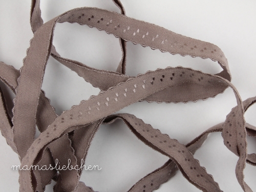 elastisches Schrägband mit Borte #taupe (1,0m)