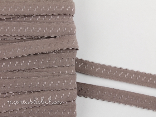 elastisches Schrägband mit Borte #taupe (1,0m)