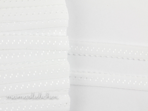 elastisches Schrägband mit Borte #weiß (1,0m)