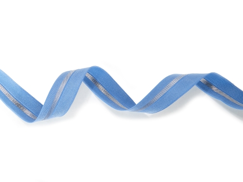 elastisches Schrägband mit Lurex-Streifen #altblau (1,0m)