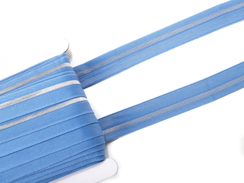 elastisches Schrägband mit Lurex-Streifen #altblau (1,0m)