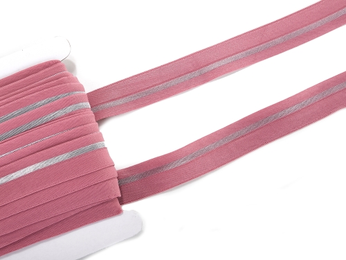 elastisches Schrägband mit Lurex-Streifen #altrosa (1,0m)