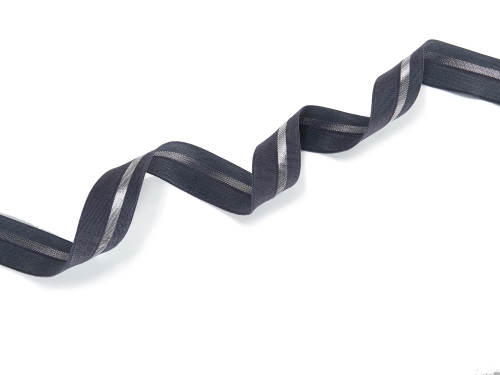 elastisches Schrägband mit Lurex-Streifen #dunkelgrau (1,0m)