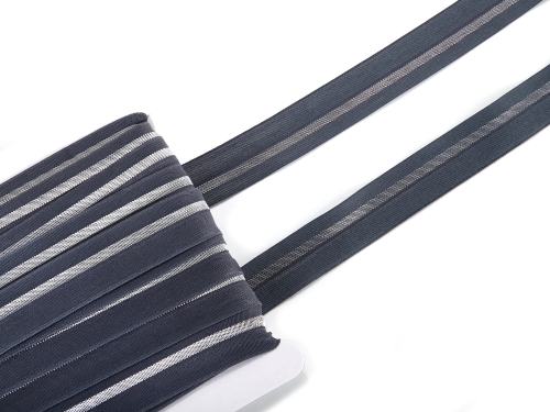 elastisches Schrägband mit Lurex-Streifen #dunkelgrau (1,0m)