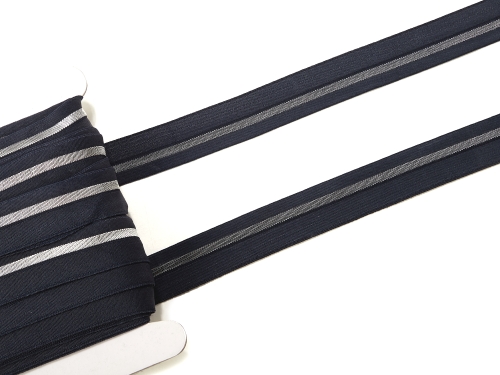 elastisches Schrägband mit Lurex-Streifen #marine (1,0m)
