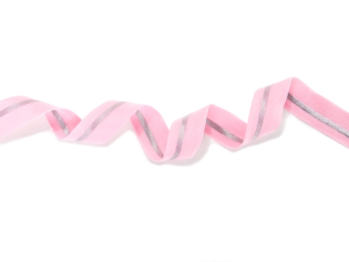 elastisches Schrägband mit Lurex-Streifen #rosa (1,0m)
