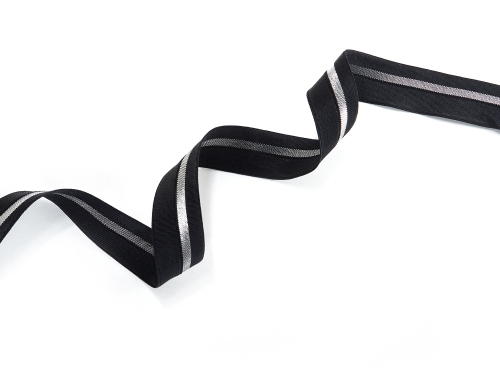 elastisches Schrägband mit Lurex-Streifen #schwarz (1,0m)