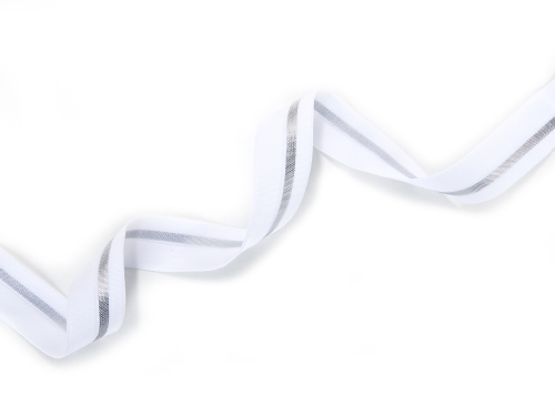elastisches Schrägband mit Lurex-Streifen #weiß (1,0m)