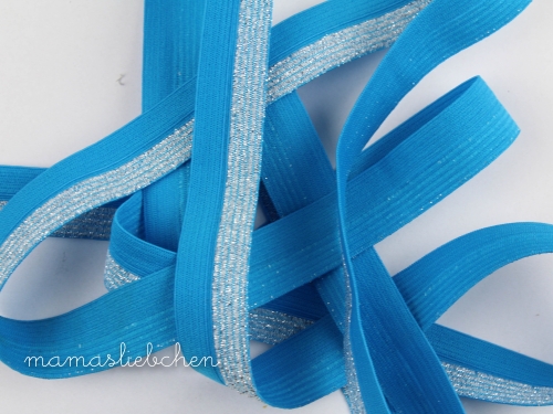 elastisches Schrägband Polyamid Glitzer #aqua (1,0m)