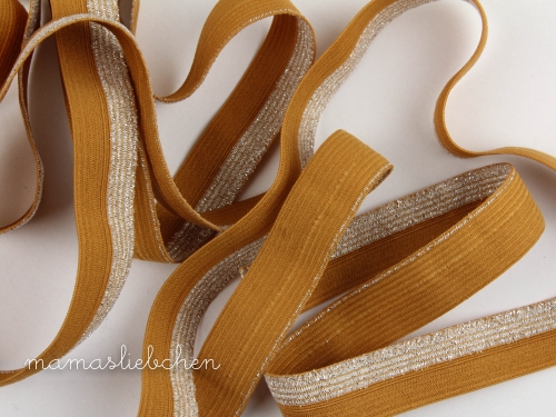 elastisches Schrägband Polyamid Glitzer #cognac (1,0m)