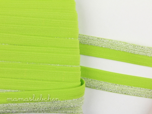 elastisches Schrägband Polyamid Glitzer #limette (1,0m)