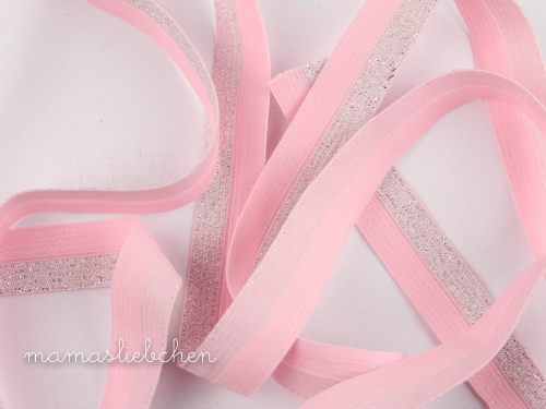 elastisches Schrägband Polyamid Glitzer #rosa (1,0m)