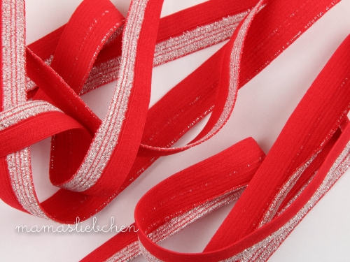 elastisches Schrägband Polyamid Glitzer #rot (1,0m)