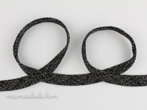 flache Kordel meliert 20 mm #schwarz (1,0m)