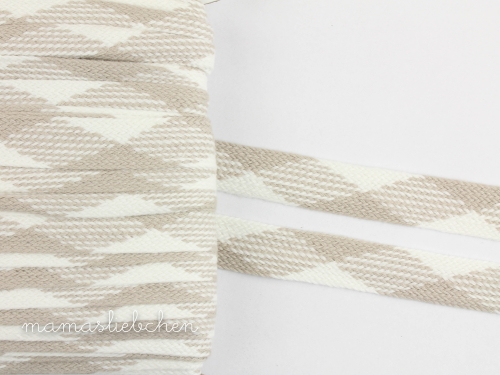 flache Kordel zweifarbig #sand- weiß (1,0m)
