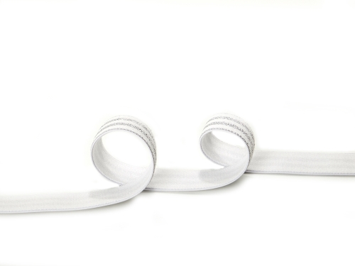 Gummiband 20mm Lurex #silber-off-white (1,0m)