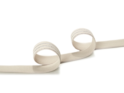 Gummiband 20mm Lurex #silber-sand (1,0m)