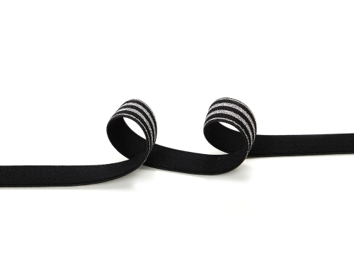 Gummiband 20mm Lurex #silber-schwarz (1,0m)